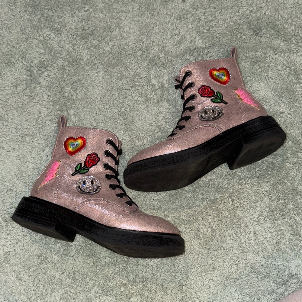 Steve Madden Pink Kids Boots with Colorful Patches
